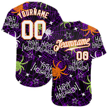 Load image into Gallery viewer, Custom 3D Pattern Happy Halloween Spiders Authentic Baseball Jersey