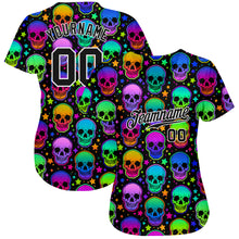 Load image into Gallery viewer, Custom 3D Pattern Bright Multicolored Halloween Skulls Authentic Baseball Jersey