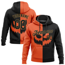 Load image into Gallery viewer, Custom Stitched Orange Black-Old Gold 3D Pattern Scary Faces Of Halloween Pumpkin Sports Pullover Sweatshirt Salute To Service Hoodie