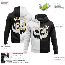 Load image into Gallery viewer, Custom Stitched Black White-Old Gold 3D Pattern Scary Faces Of Halloween Pumpkin Sports Pullover Sweatshirt Salute To Service Hoodie
