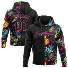 Load image into Gallery viewer, Custom Stitched Black Black-Pink 3D Pattern Design Tropical Palm Leaves Sports Pullover Sweatshirt Hoodie