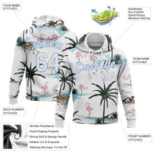 Load image into Gallery viewer, Custom Stitched White White-Light Blue 3D Pattern Design Hawaii Palm Trees Sports Pullover Sweatshirt Hoodie