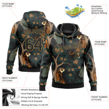 Load image into Gallery viewer, Custom Stitched Black Black-Old Gold 3D Pattern Design Tiger And Peacock Sports Pullover Sweatshirt Hoodie