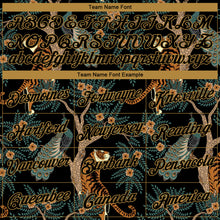 Load image into Gallery viewer, Custom Stitched Black Black-Old Gold 3D Pattern Design Tiger And Peacock Sports Pullover Sweatshirt Hoodie