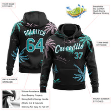 Load image into Gallery viewer, Custom Stitched Black Aqua-White 3D Pattern Design Hawaii Palm Trees Sports Pullover Sweatshirt Hoodie