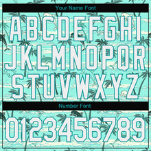 Load image into Gallery viewer, Custom Stitched Aqua White 3D Pattern Design Hawaii Palm Trees Sports Pullover Sweatshirt Hoodie