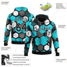 Load image into Gallery viewer, Custom Stitched Aqua Black-White 3D Pattern Design Sports Pullover Sweatshirt Hoodie