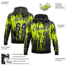 Load image into Gallery viewer, Custom Stitched Neon Green Black-White 3D Pattern Design Dripping Splatter Art Sports Pullover Sweatshirt Hoodie
