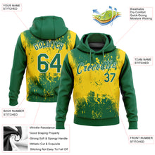 Load image into Gallery viewer, Custom Stitched Gold Kelly Green-White 3D Pattern Design Sports Pullover Sweatshirt Hoodie