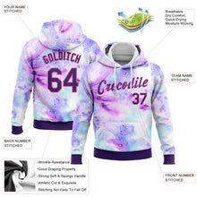 Load image into Gallery viewer, Custom Stitched Tie Dye Purple-Pink 3D Pattern Design Sports Pullover Sweatshirt Hoodie