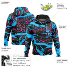 Load image into Gallery viewer, Custom Stitched Light Blue Black-Pink 3D Pattern Design Sports Pullover Sweatshirt Hoodie