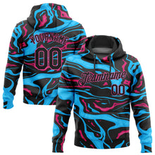 Load image into Gallery viewer, Custom Stitched Light Blue Black-Pink 3D Pattern Design Sports Pullover Sweatshirt Hoodie