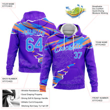 Load image into Gallery viewer, Custom Stitched Purple Light Blue Orange-White 3D Pattern Design Sports Pullover Sweatshirt Hoodie