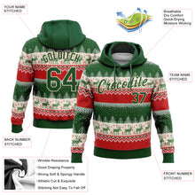 Load image into Gallery viewer, Custom Stitched Red Green-Cream 3D Christmas Reindeers Sports Pullover Sweatshirt Hoodie