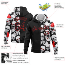 Load image into Gallery viewer, Custom Stitched White Black-Red 3D Skulls And Christmas Santa's Hat Sports Pullover Sweatshirt Hoodie