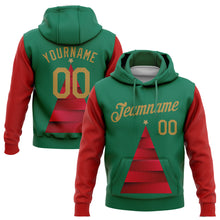 Load image into Gallery viewer, Custom Stitched Kelly Green Old Gold-Red 3D Christmas Tree Sports Pullover Sweatshirt Hoodie