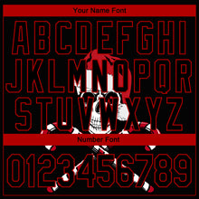 Load image into Gallery viewer, Custom Stitched Red Black-White 3D Skulls And Christmas Santa's Hat Sports Pullover Sweatshirt Hoodie