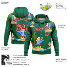 Load image into Gallery viewer, Custom Stitched Kelly Green Red-White 3D Tropical Christmas Surfing Santas Sports Pullover Sweatshirt Hoodie