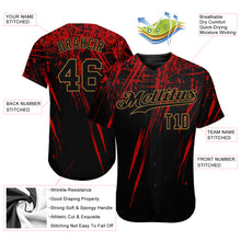 Load image into Gallery viewer, Custom Black Black Red-Old Gold 3D Pattern Design Authentic Baseball Jersey