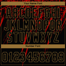 Load image into Gallery viewer, Custom Black Black Red-Old Gold 3D Pattern Design Authentic Baseball Jersey