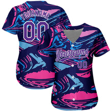 Load image into Gallery viewer, Custom Figure Purple-White 3D Pattern Design Authentic Baseball Jersey