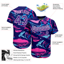 Load image into Gallery viewer, Custom Figure Purple-White 3D Pattern Design Authentic Baseball Jersey