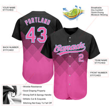 Load image into Gallery viewer, Custom Black Pink-Light Blue 3D Pattern Design Authentic Baseball Jersey