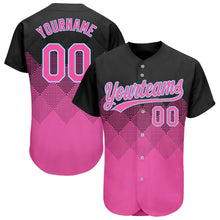 Load image into Gallery viewer, Custom Black Pink-Light Blue 3D Pattern Design Authentic Baseball Jersey