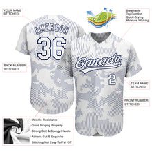 Load image into Gallery viewer, Custom White White-Navy 3D Pattern Design Authentic Baseball Jersey
