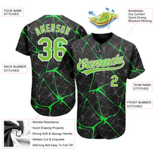 Load image into Gallery viewer, Custom Black Neon Green-White 3D Pattern Design Authentic Baseball Jersey
