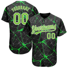 Load image into Gallery viewer, Custom Black Neon Green-White 3D Pattern Design Authentic Baseball Jersey