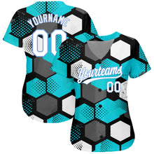 Load image into Gallery viewer, Custom Teal White-Light Blue 3D Pattern Design Authentic Baseball Jersey