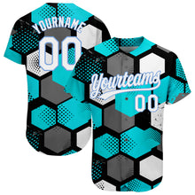 Load image into Gallery viewer, Custom Teal White-Light Blue 3D Pattern Design Authentic Baseball Jersey