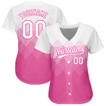 Load image into Gallery viewer, Custom Pink White 3D Pattern Design Authentic Baseball Jersey