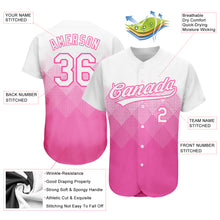 Load image into Gallery viewer, Custom Pink White 3D Pattern Design Authentic Baseball Jersey