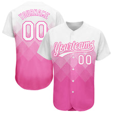 Load image into Gallery viewer, Custom Pink White 3D Pattern Design Authentic Baseball Jersey