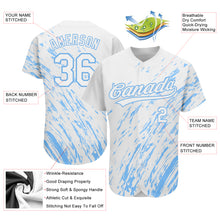 Load image into Gallery viewer, Custom White Light Blue 3D Pattern Design Authentic Baseball Jersey