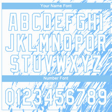 Load image into Gallery viewer, Custom White Light Blue 3D Pattern Design Authentic Baseball Jersey