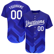Load image into Gallery viewer, Custom Royal White-Navy 3D Pattern Design Authentic Baseball Jersey