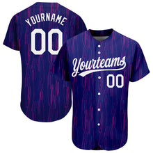 Load image into Gallery viewer, Custom Purple White 3D Pattern Design Authentic Baseball Jersey