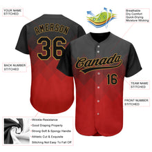 Load image into Gallery viewer, Custom Red Black-Old Gold 3D Pattern Design Authentic Baseball Jersey