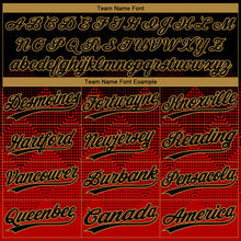 Load image into Gallery viewer, Custom Red Black-Old Gold 3D Pattern Design Authentic Baseball Jersey
