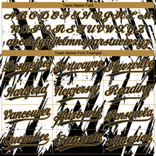 Load image into Gallery viewer, Custom White Black-Old Gold 3D Pattern Design Authentic Baseball Jersey