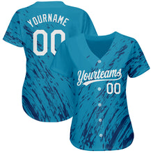 Load image into Gallery viewer, Custom Sky Blue White-Black 3D Pattern Design Authentic Baseball Jersey