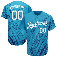 Load image into Gallery viewer, Custom Sky Blue White-Black 3D Pattern Design Authentic Baseball Jersey
