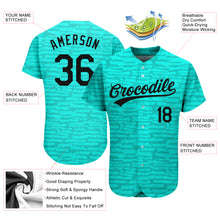 Load image into Gallery viewer, Custom Teal Black 3D Pattern Design Authentic Baseball Jersey