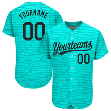 Load image into Gallery viewer, Custom Teal Black 3D Pattern Design Authentic Baseball Jersey