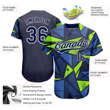 Load image into Gallery viewer, Custom Navy Navy-Neon Green 3D Pattern Design Authentic Baseball Jersey