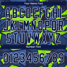Load image into Gallery viewer, Custom Navy Navy-Neon Green 3D Pattern Design Authentic Baseball Jersey