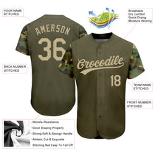Load image into Gallery viewer, Custom Olive Vegas Gold-Camo 3D Pattern Design Authentic Salute To Service Baseball Jersey